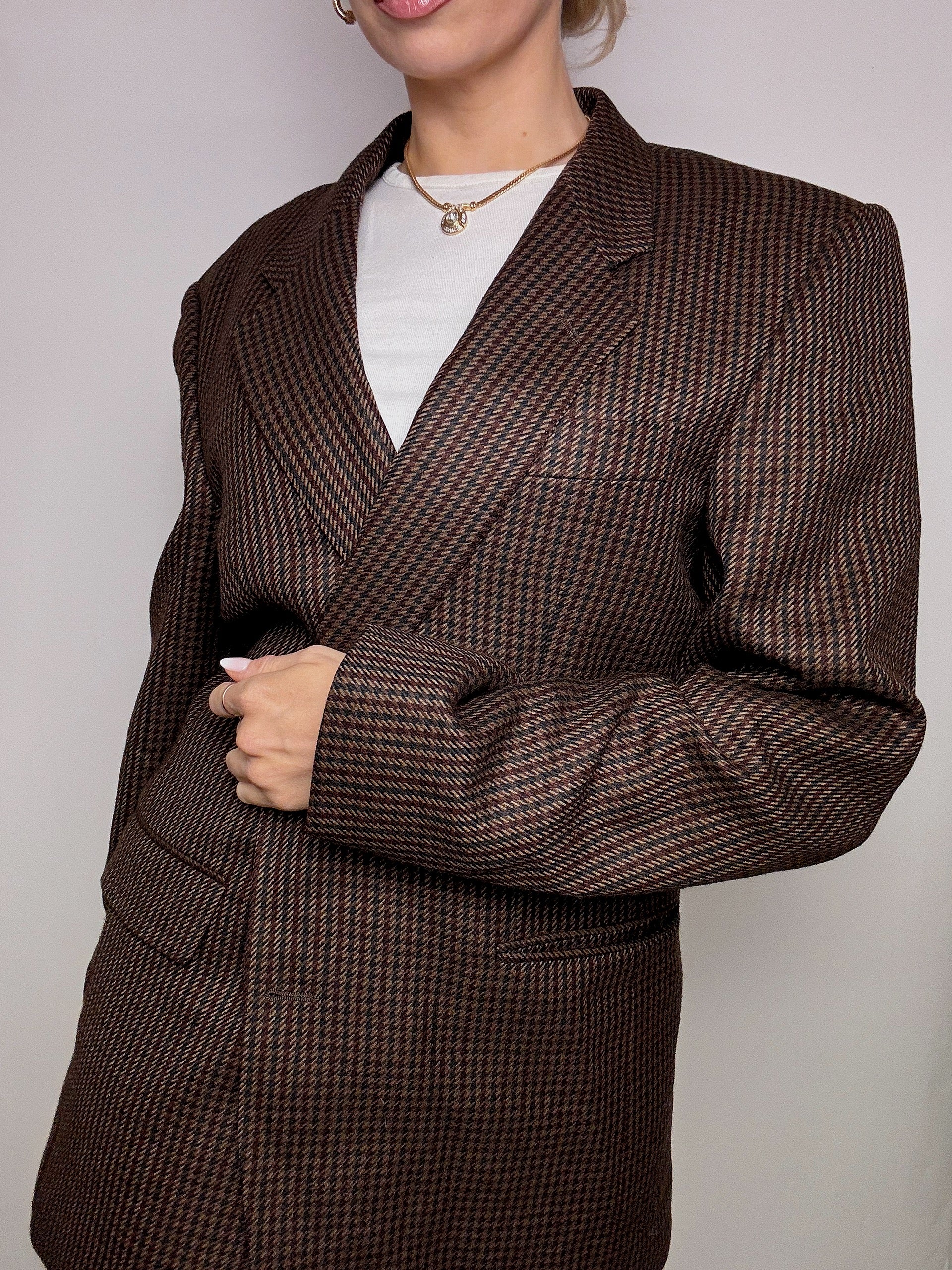 Vintage XL brauner Wollblazer