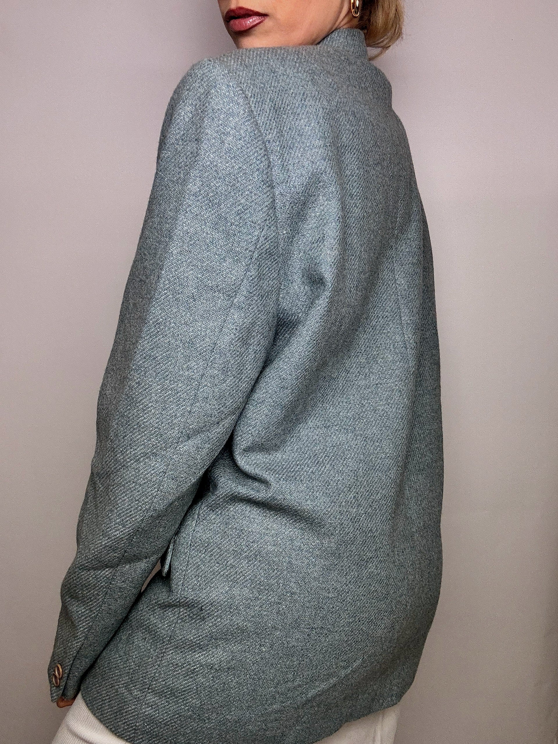 Vintage XL blaugrauer Wollblazer