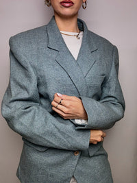 Vintage XL blaugrauer Wollblazer