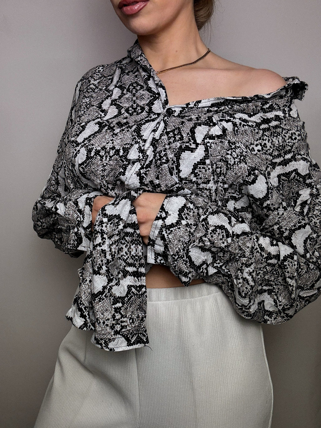 Chemise fluide imprimée python XL vintage