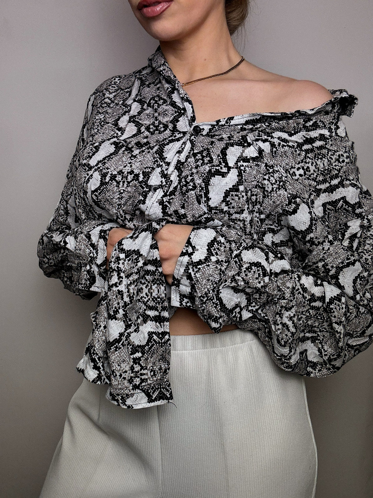 Chemise fluide imprimée python XL vintage