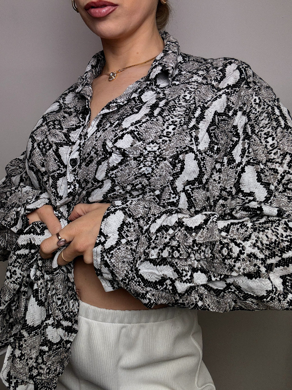 Chemise fluide imprimée python XL vintage