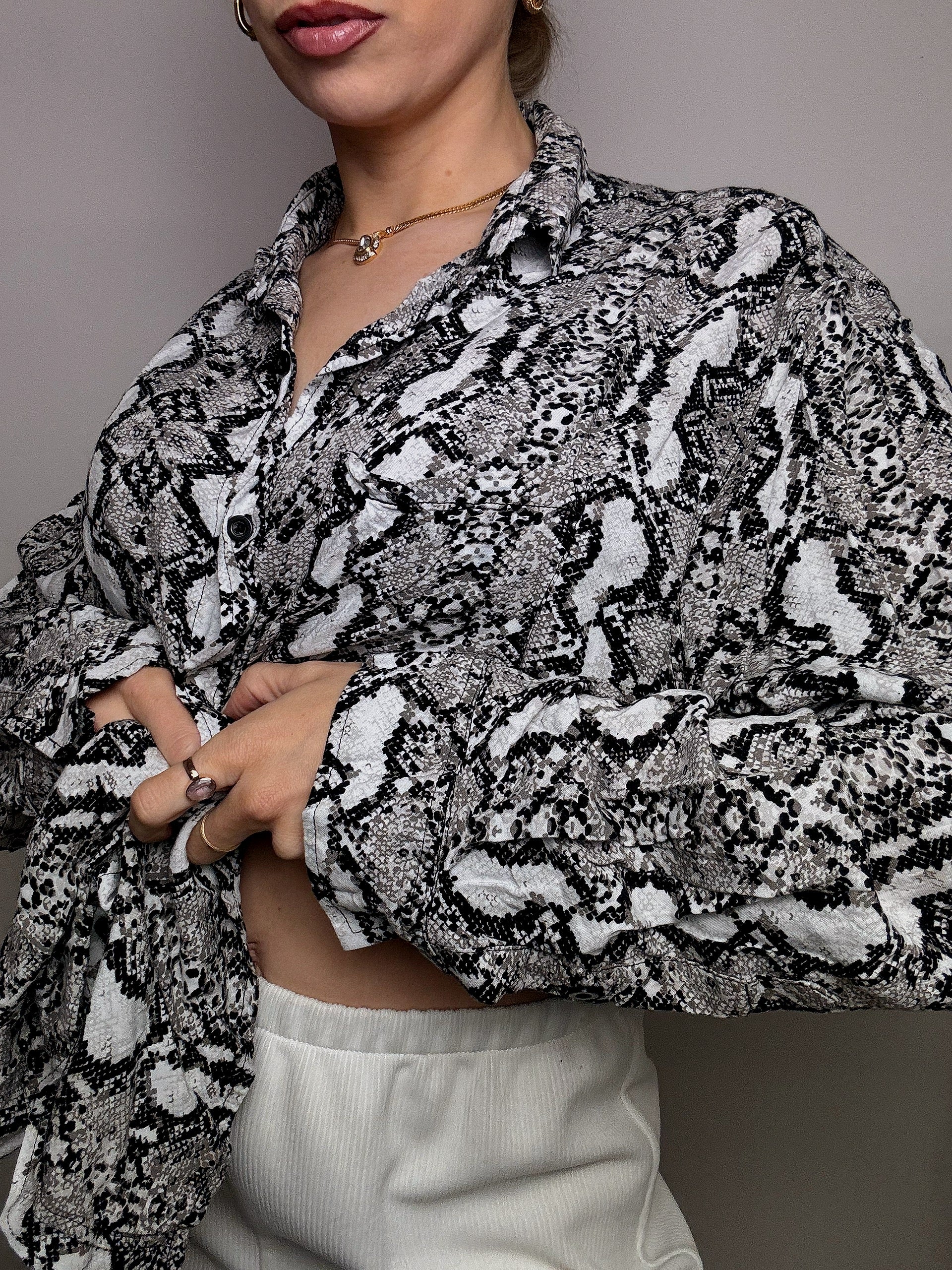 Chemise fluide imprimée python XL vintage
