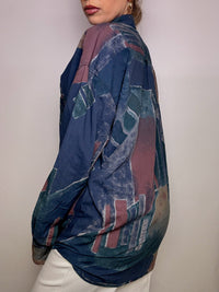 Vintage XL fließendes Hemd mit abstraktem Druck