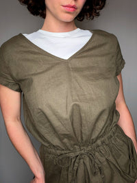Robe en lin kaki M vintage