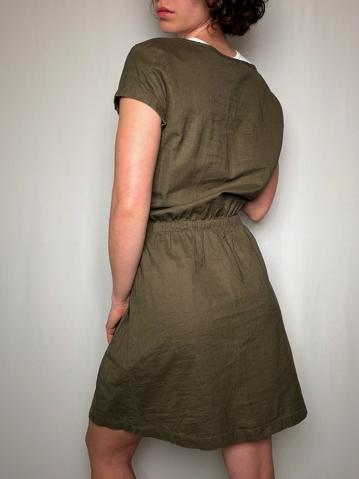 Robe en lin kaki M vintage