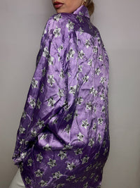 Vintage lila Satin Fluid Shirt L
