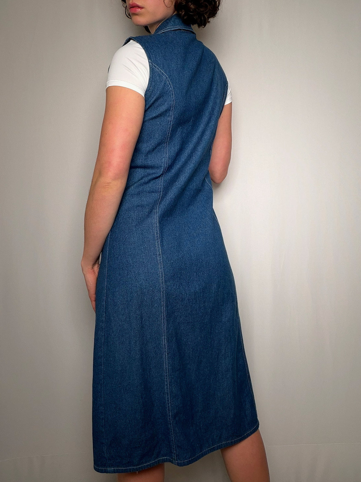 Langes Vintage-Jeanskleid M/L