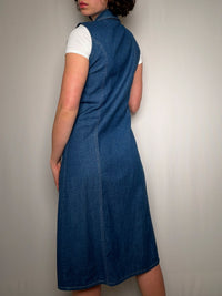 Langes Vintage-Jeanskleid M/L