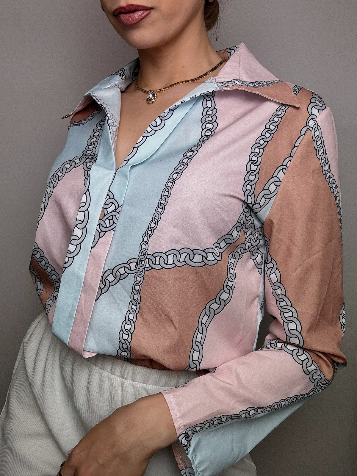 M vintage colorful printed flowing shirt
