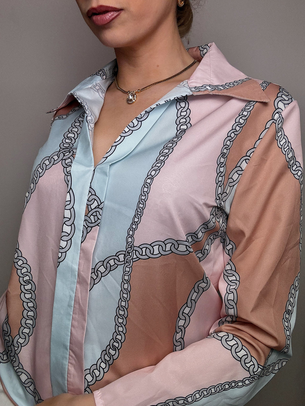 M vintage colorful printed flowing shirt
