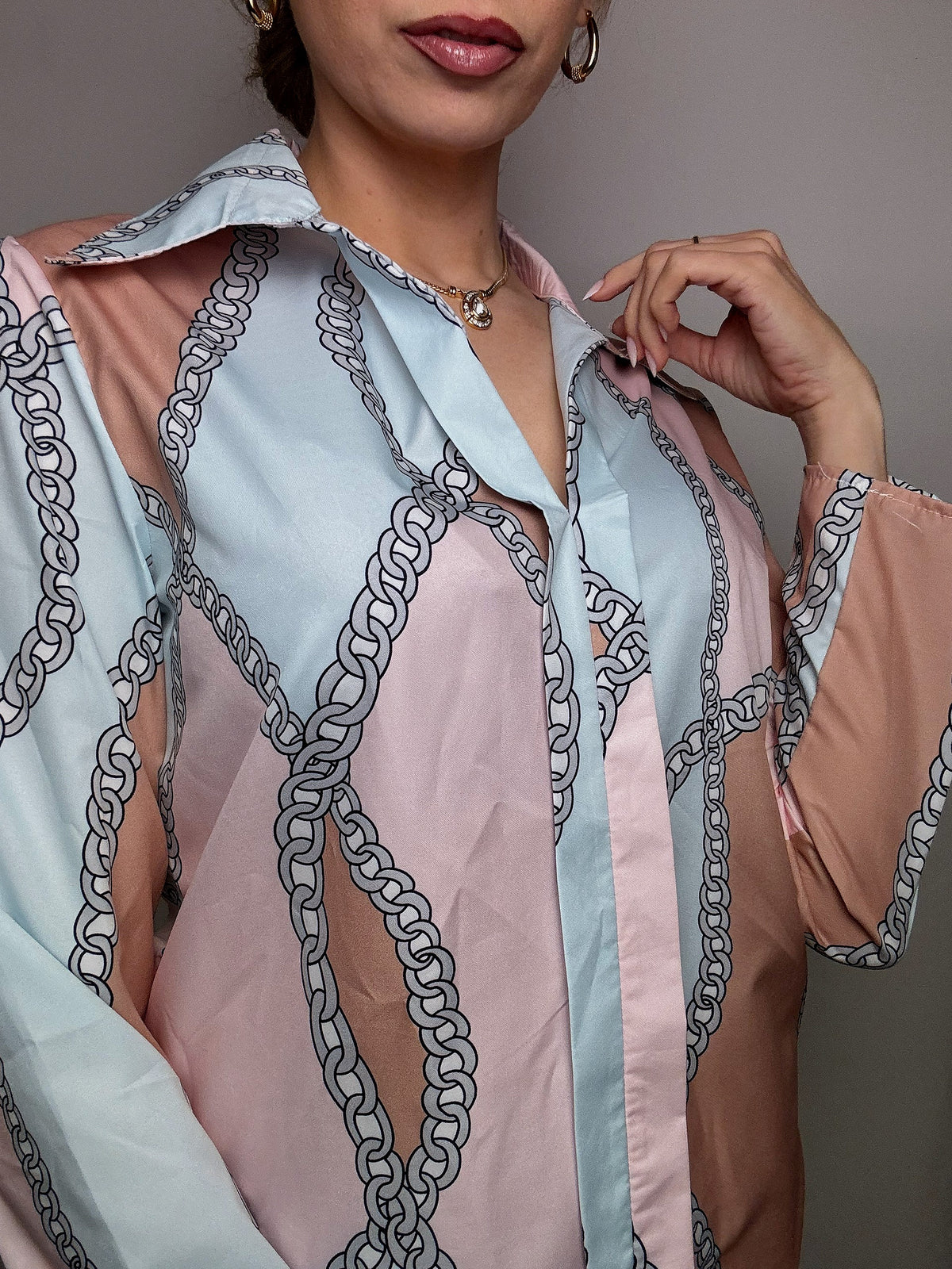 M vintage colorful printed flowing shirt