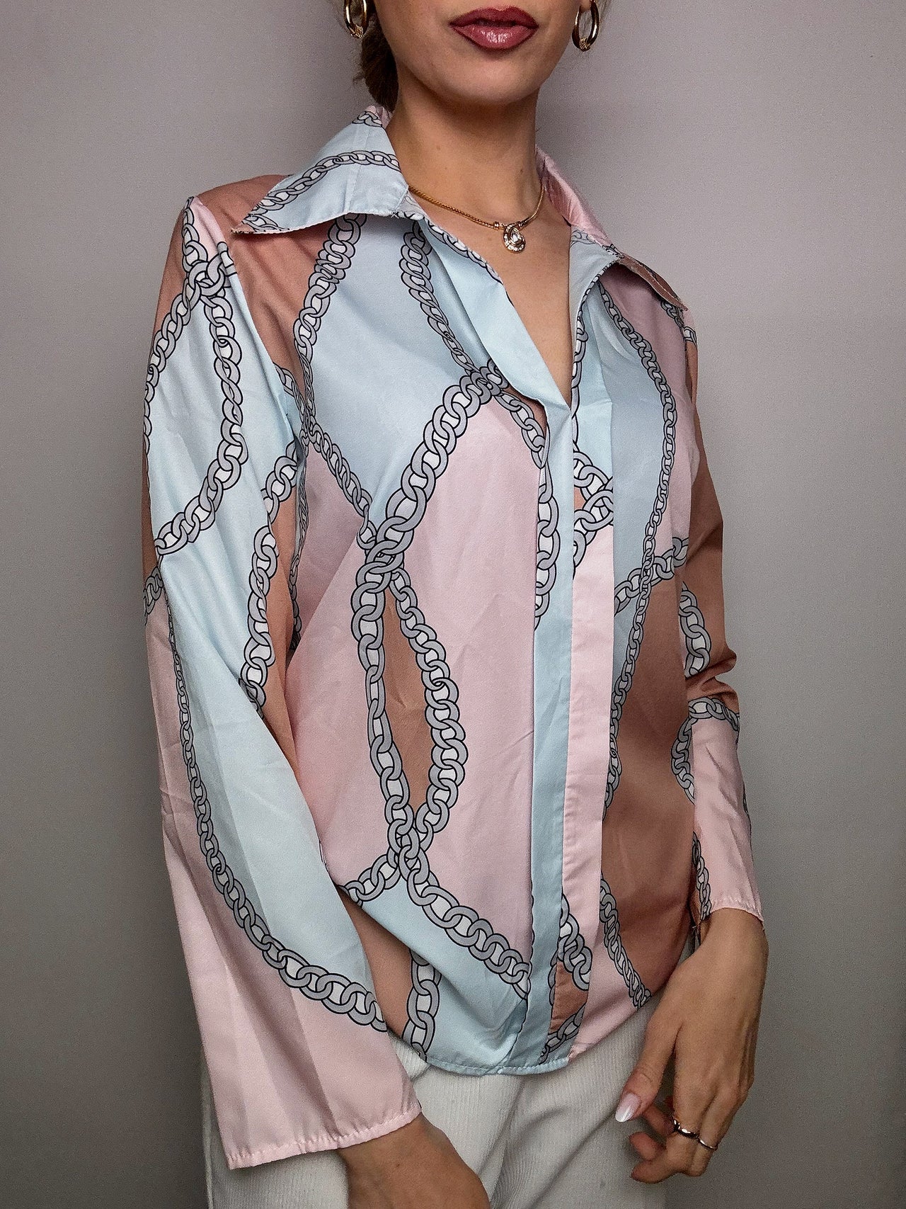 Chemise fluide imprimée colorée M vintage