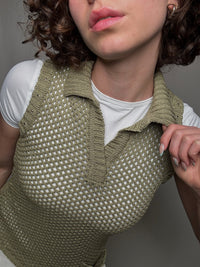 Top crochet vert S vintage