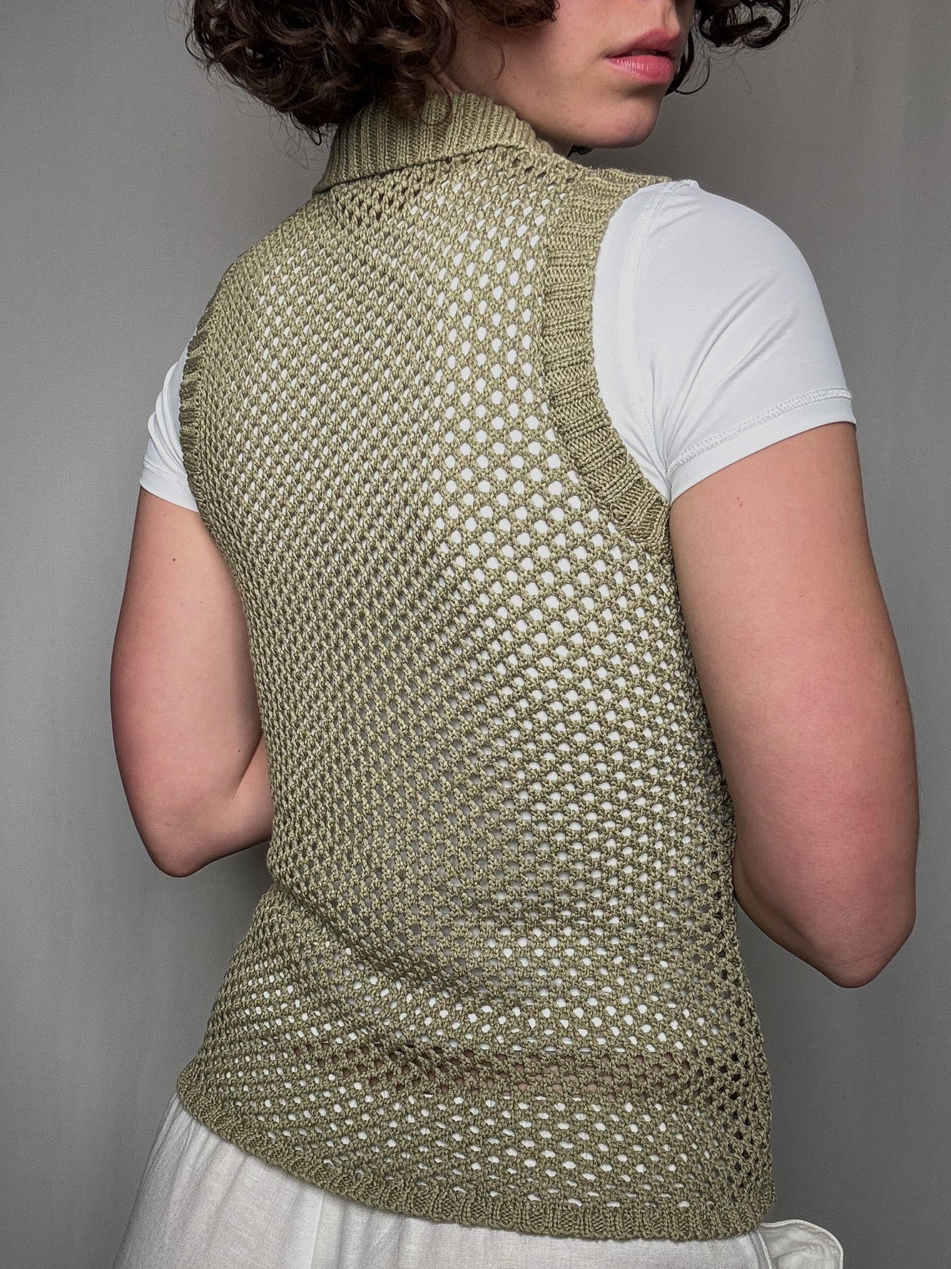 Top crochet vert S vintage