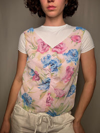 Vintage pink floral top M