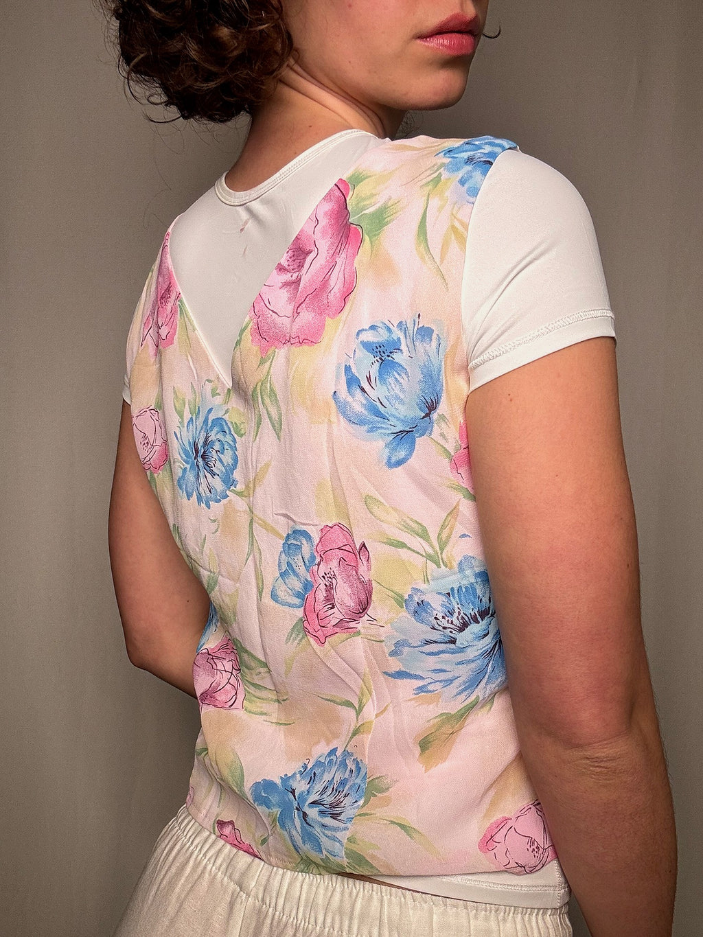 Vintage pink floral top M