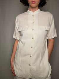 Chemisier en lin blanc L vintage