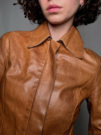 Veste en cuir camel M vintage