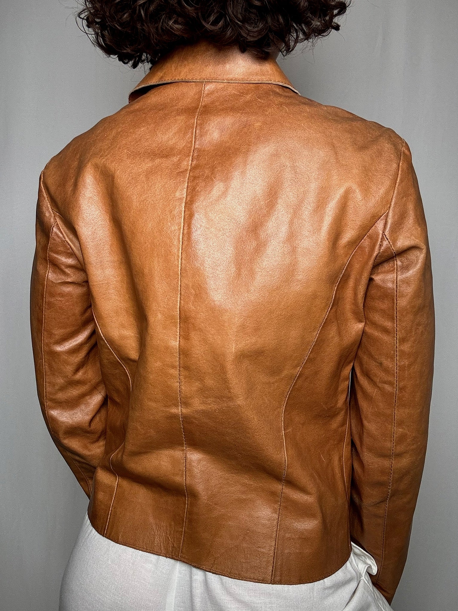 Veste en cuir camel M vintage