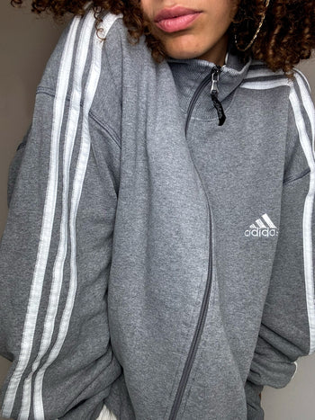 ADIDAS L Vintage schwarze Sportjacke
