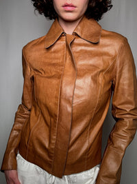 Veste en cuir camel M vintage