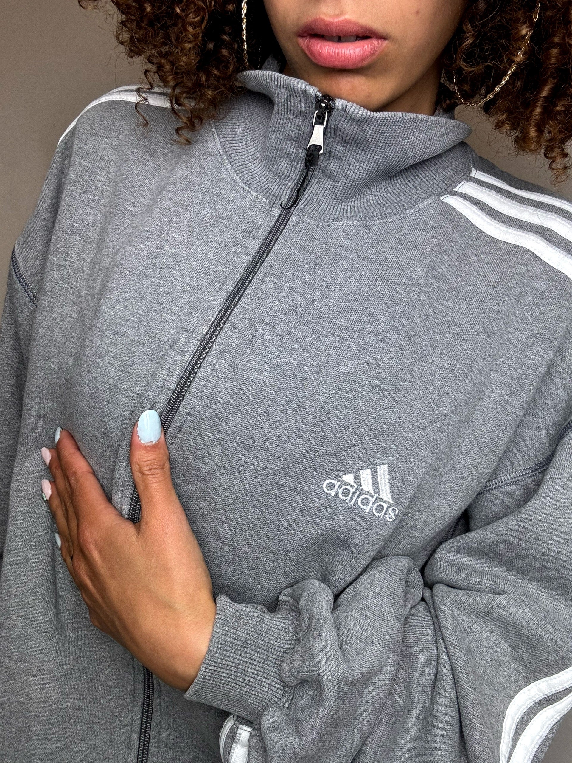 ADIDAS L Vintage schwarze Sportjacke