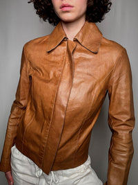Veste en cuir camel M vintage