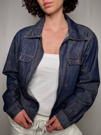 Veste en denim brut avec zip XL vintage