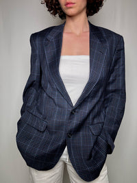 Vintage blue checked blazer L