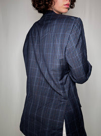 Vintage blue checked blazer L