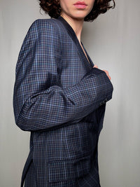 Vintage blue checked blazer L
