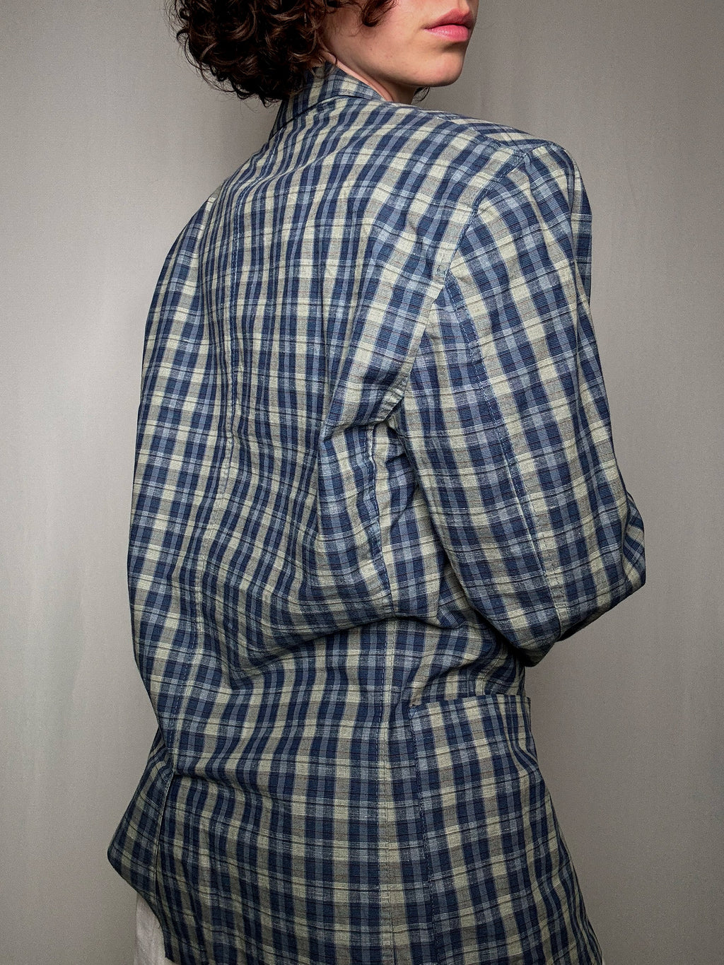 Vintage checkered summer blazer L/XL