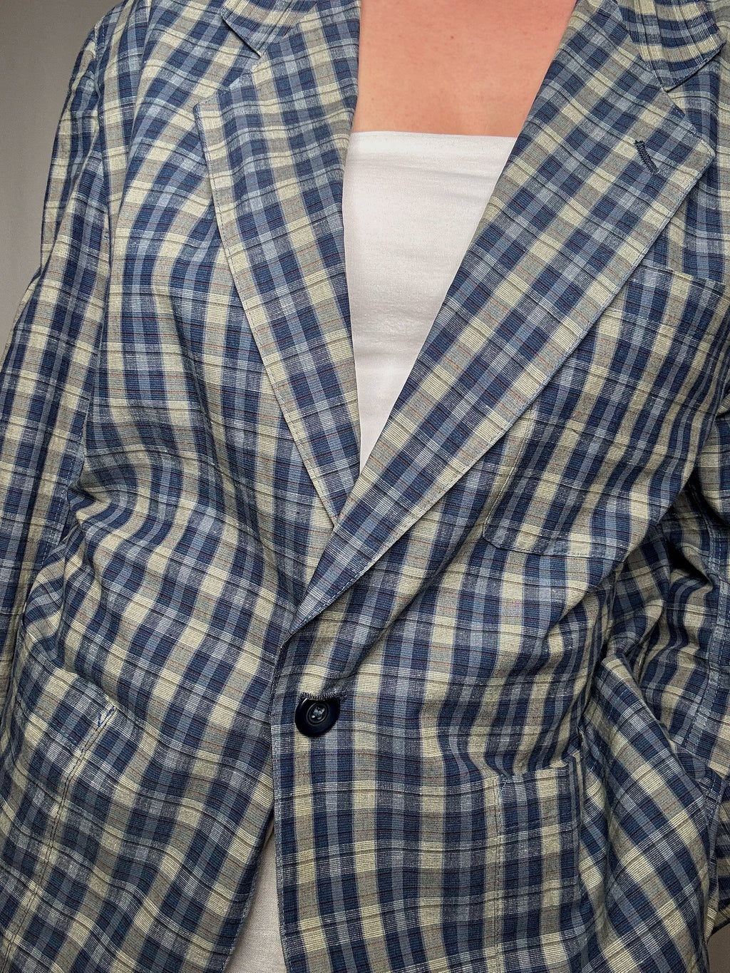 Vintage checkered summer blazer L/XL