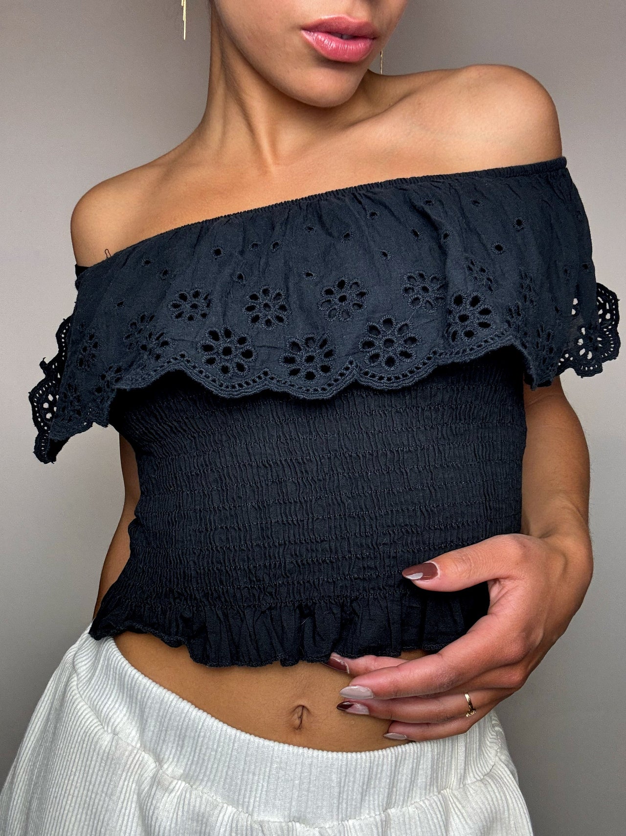 Crop top bohème noir XS/S vintage