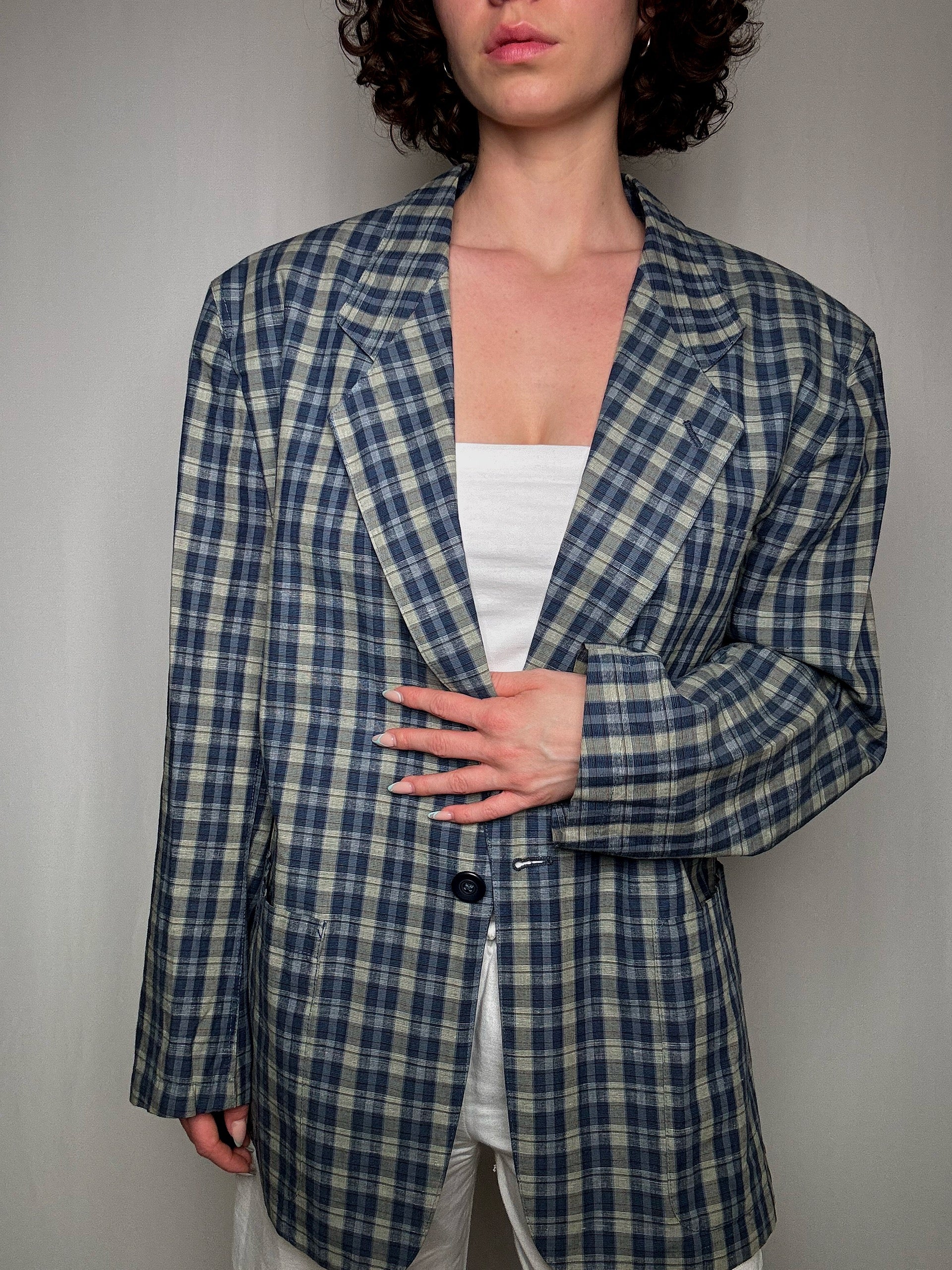 Vintage checkered summer blazer L/XL