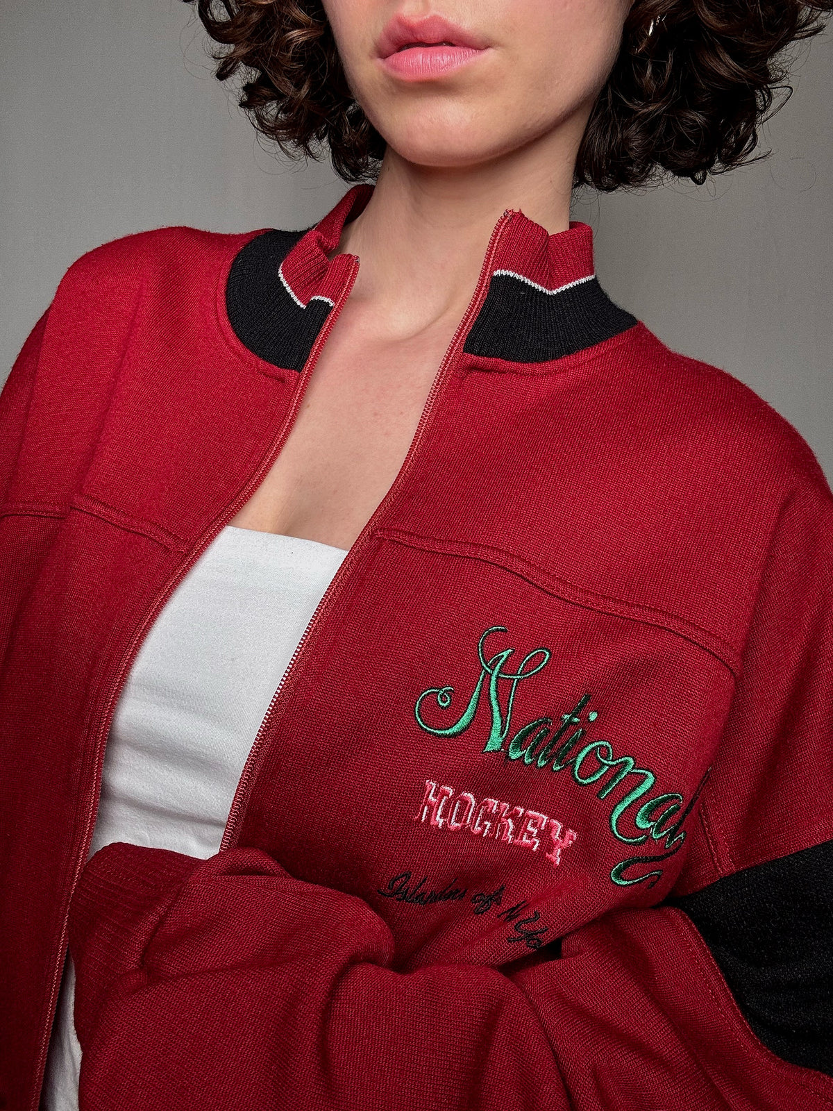 Jacket rouge National Hockey L vintage