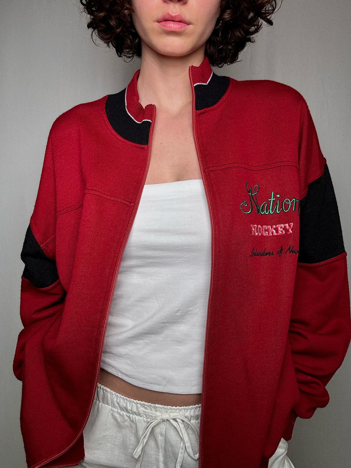 Jacket rouge National Hockey L vintage