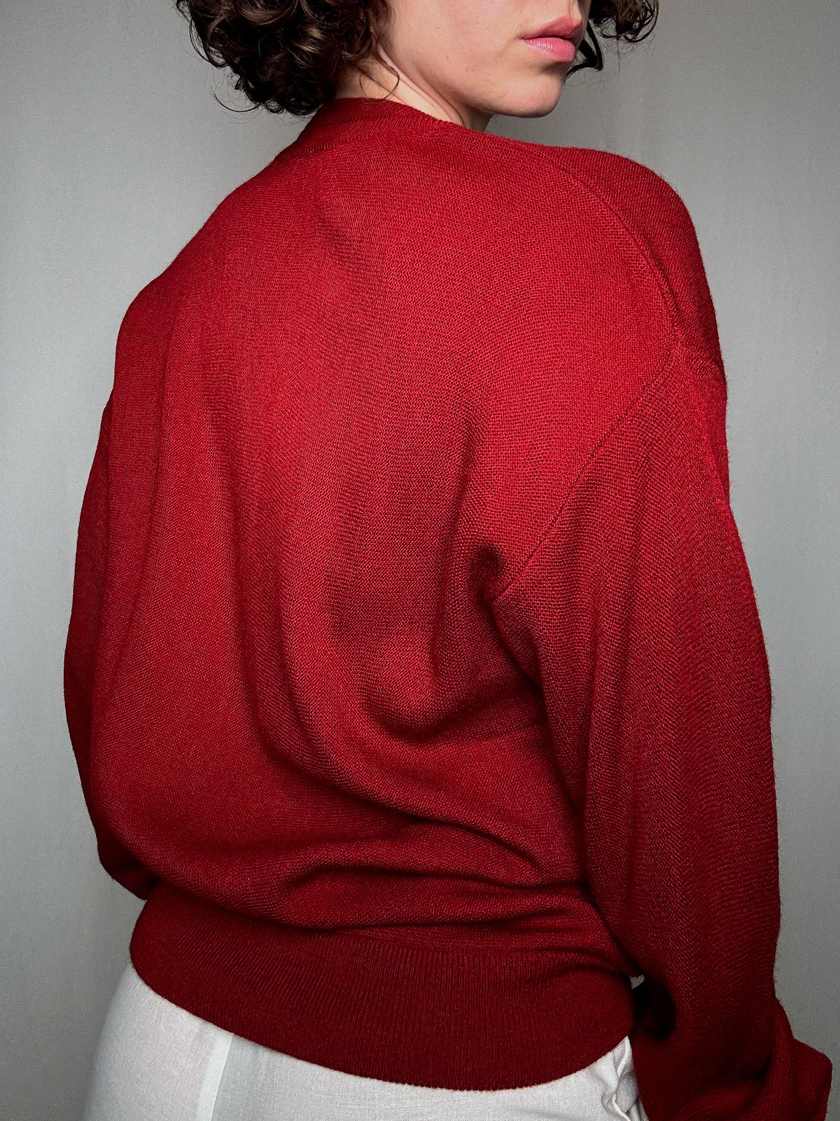 Rote Vintage-Lacoste-Strickjacke S