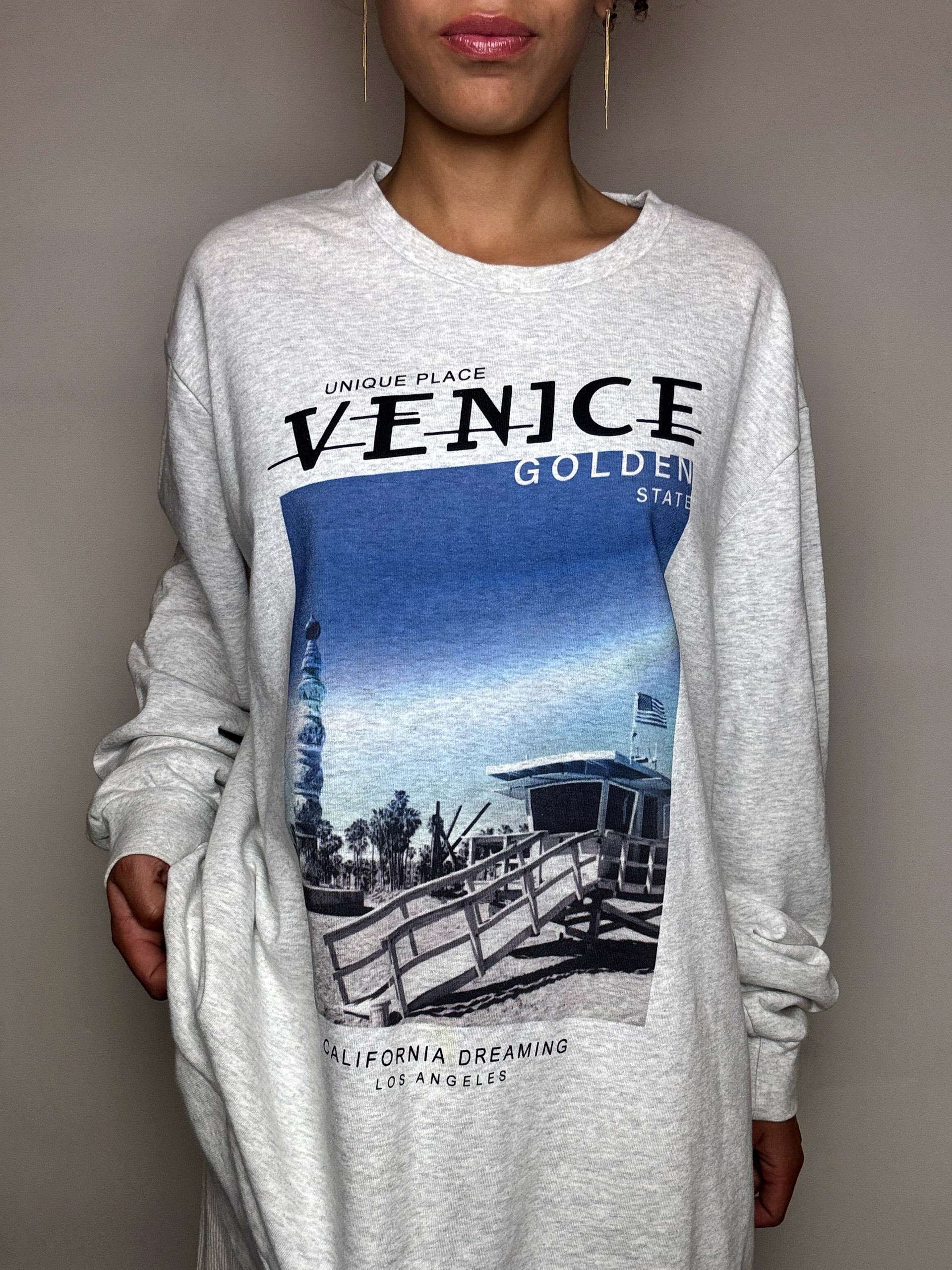 Sweat col rond gris VENICE XL vintage