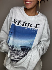 Sweat col rond gris VENICE XL vintage