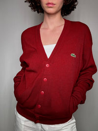 Rote Vintage-Lacoste-Strickjacke S