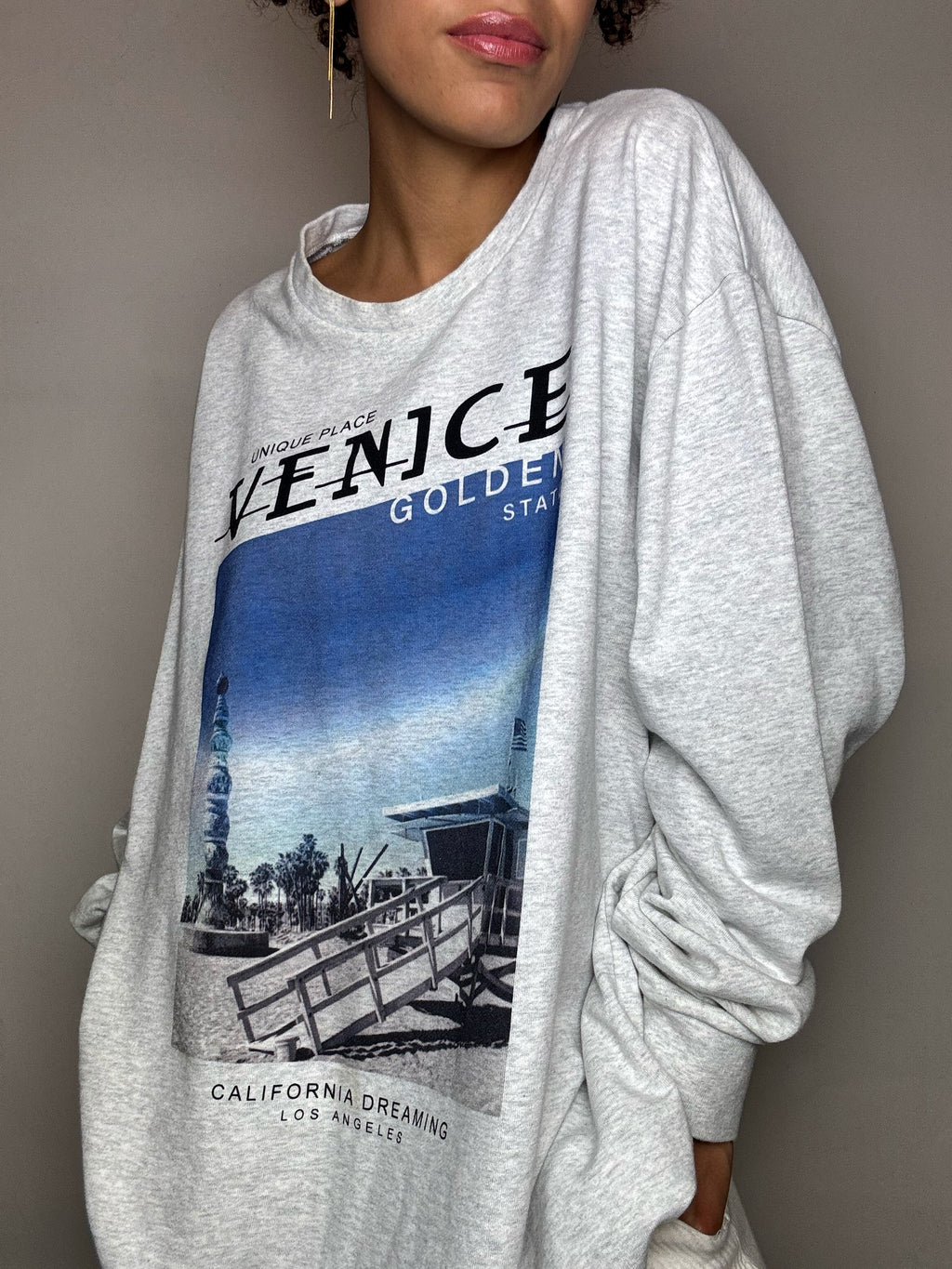 Sweat col rond gris VENICE XL vintage