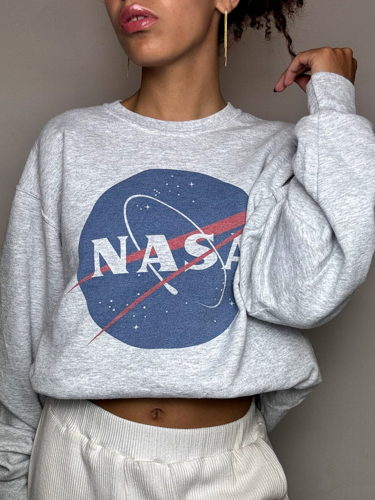 Sweat col rond gris NASA M vintage