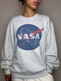 Sweat col rond gris NASA M vintage