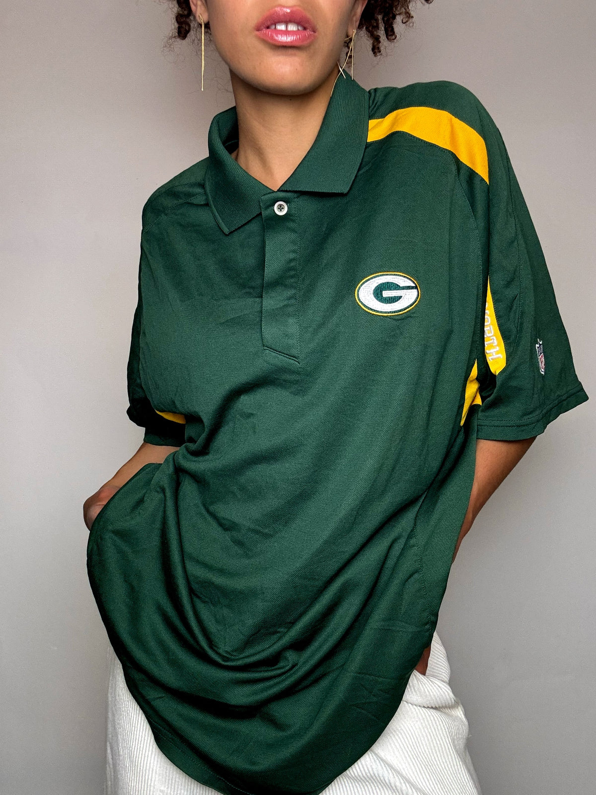 polo de Football americain vert REEBOK x NFL PACKERS L vintage