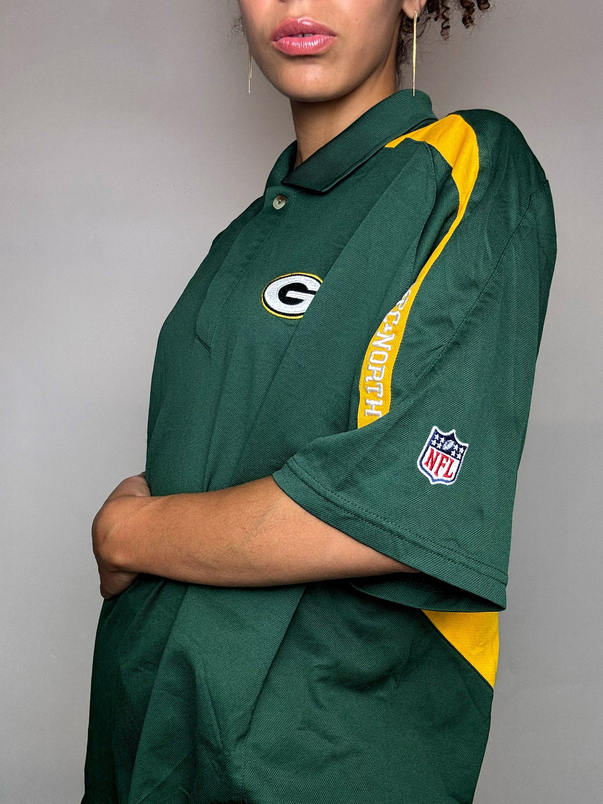 polo de Football americain vert REEBOK x NFL PACKERS L vintage