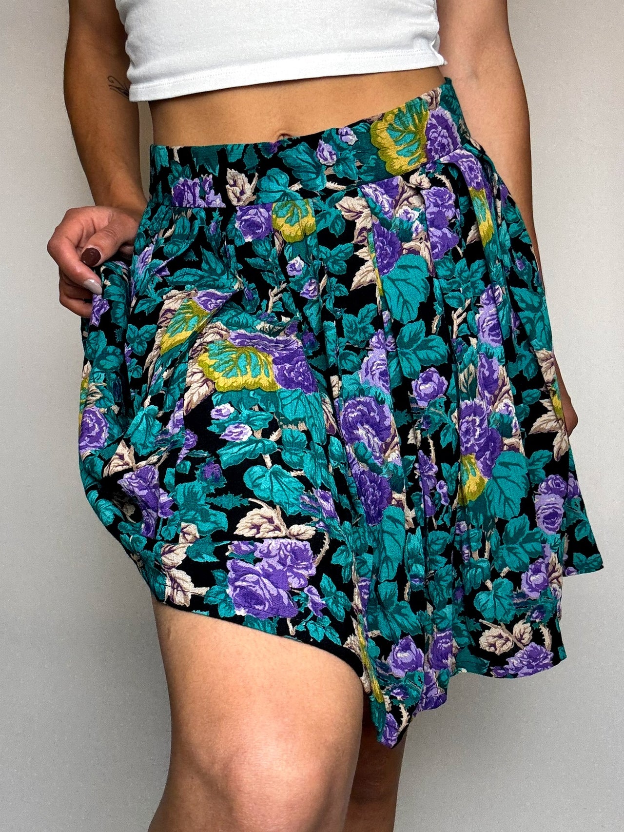 Jupe imprimée fluide multicolore M/L vintage