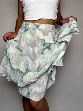 Jupe imprimée fluide pastel S vintage