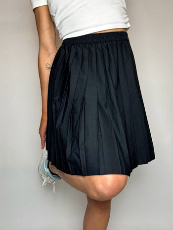 Jupe en laine plissée noire S vintage
